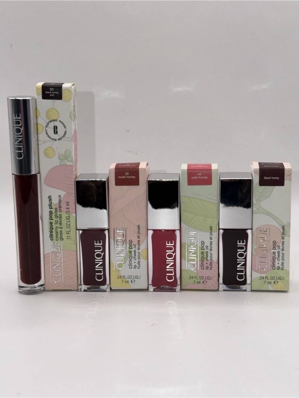 CLINIQUE POP 4-Pc. BUNDLE OF “HONEYS”3xLip/Cheek Oil+1xPlush Lip Gloss F/S NIB!